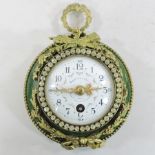 A 19th century French enamelled and gilt metal mounted wall clock,