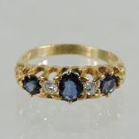 An 18 carat gold sapphire and diamond ring,