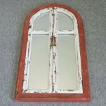 A red and white painted shutter wall mirror,