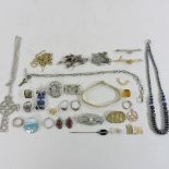 A collection of jewellery, to include silver brooches,