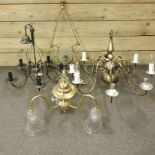 A brass eight branch chandelier, 75cm diameter,