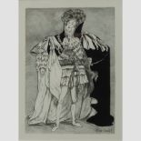 Garland, 20th century, a caricature of George III, lithograph,