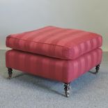 A George Smith style red upholstered footstool,