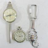 A silver cased fob watch,