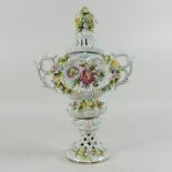 A Sitzendorf porcelain pomander and cover,