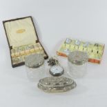 A silver cased pocket watch, together with a silver trinket box,