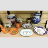 A collection of china, to include a pair of Sevres plates, studio pottery,