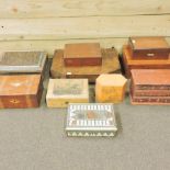 A collection of wooden boxes, to include a carved sandalwood box,