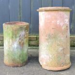A terracotta cylinder pot, 70cm tall,