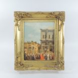 A porcelain plaque, in a gilt frame,