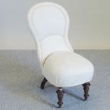 A Victorian cream upholstered side chair,