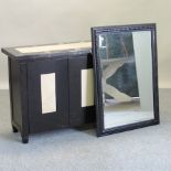 A modern black marble top sideboard, with inset marble doors, 141cm,