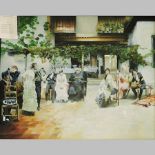 Spanish school, musicians and dancers, oil on canvas, signed Riog,