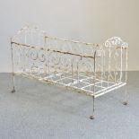 A French white painted iron cot,