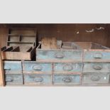 A collection of antique drawers, with cup handles,