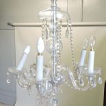 A Victorian five branch cut glass chandelier,