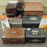 A large collection of boxes, to include inlaid, carved sandalwood,