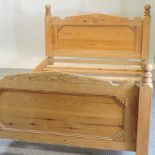 A modern, pine double bed,