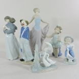 A Lladro figure of a lady, 30cm tall, together with another of a girl and goose,