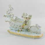 A Meissen style porcelain chariot,