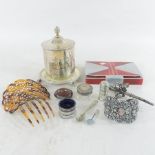 A collection of silver and silver plated items, to include a vesta,