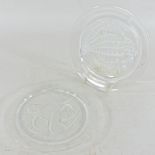 A Lalique style frosted glass plate, together with another,