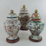 A collection of three Satsuma ware vases,