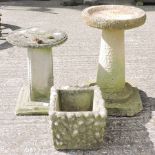 A reconstituted stone bird bath, 43cm tall,