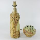 A Bernard Rooke pottery table lamp, 35cm tall overall,