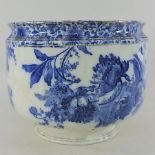 A large Doulton Burslem blue and white jardiniere,