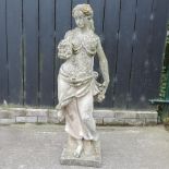 A reconstituted stone garden figure of a lady,