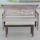 A Javanese teak garden bench, 132cm,
