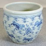 A large Chinese blue and white porcelain jardiniere,