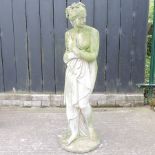 A reconstituted stone garden figure of Pandora,