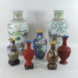 A pair of Chinese porcelain vases, 43cm tall,