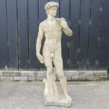A reconstituted stone garden figure of David,