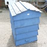 A blue painted wooden beehive compost bin, 92cm,