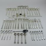 A 19th century and later silver matched rat tail pattern part service,