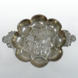 A Victorian silver twin handled dish, of lobed form, London 1874,