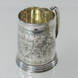 An Edwardian silver christening tankard, inscribed E.C.J.