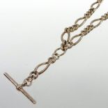 An early 20th century 9 carat gold double Albert watch chain, with T bar,