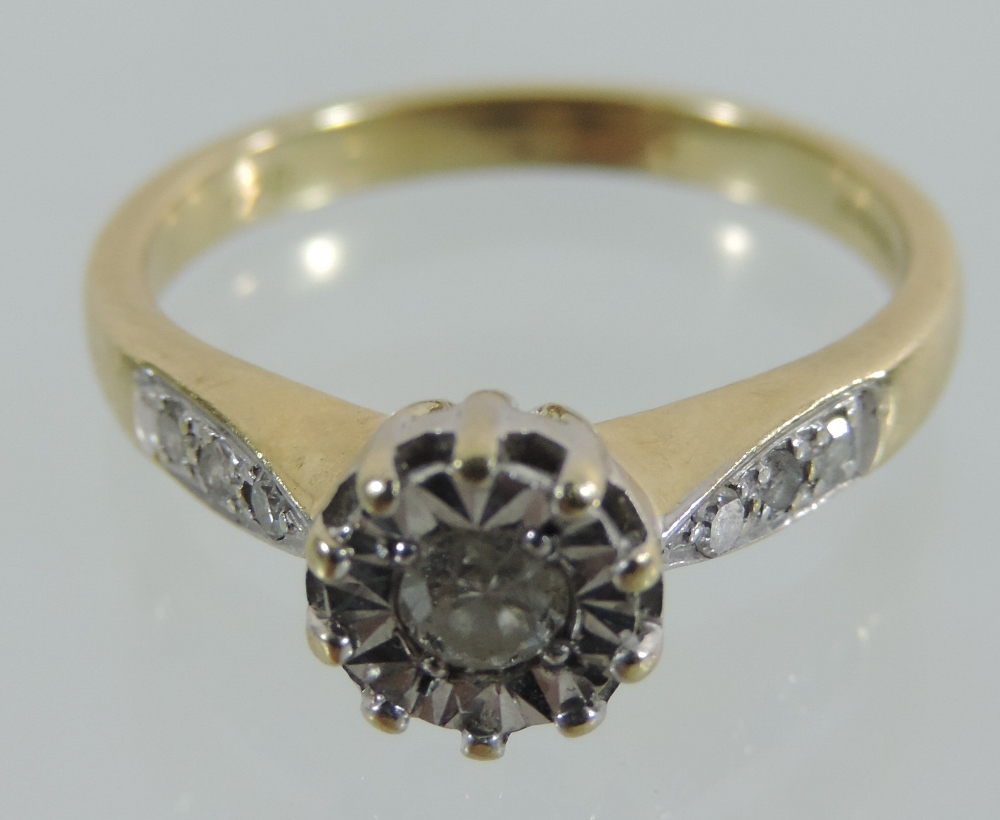 An 18 carat gold illusion set diamond solitaire ring, approximately 0. - Image 4 of 7