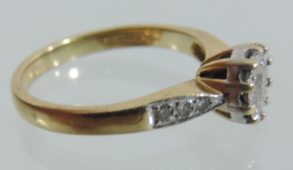 An 18 carat gold illusion set diamond solitaire ring, approximately 0. - Image 6 of 7