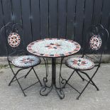 A tiled garden table, 66cm,