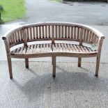 A hardwood garden bench,