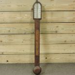 A 19th century burr walnut cased stick barometer,