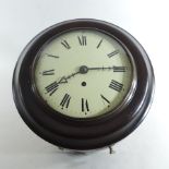 A mahogany cased dial clock, with a painted dial and fusee movement,