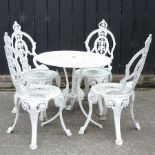 A white painted metal garden table, 69cm,