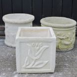 A reconstituted stone garden planter, 36cm tall,