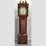 An early 19th century oak cased long case clock, with a painted dial,